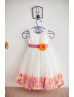 Ivory Satin Tulle Flower Girl Dress With Flower Petals